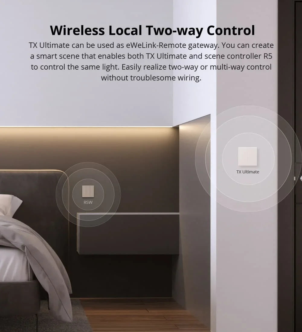 Sonoff TX Ultimate SONOFF T5 Sonoff Interruttore da parete 86/120 Accesso completamente touch Bordo luminoso a LED Multi-sensoriale tramite Alexa Home Smartthings
