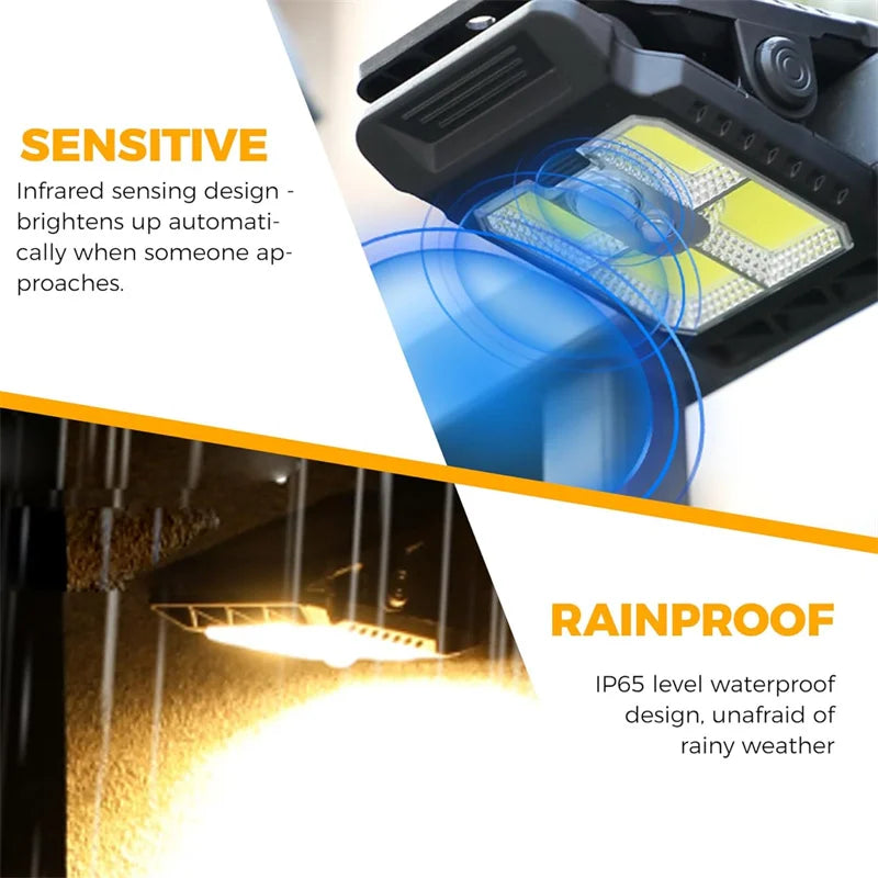 Clip su luci solari LED impermeabili per esterni Luci con sensore di movimento 3 modalità 3 modi di montaggio Illuminazione di sicurezza solare per recinzione