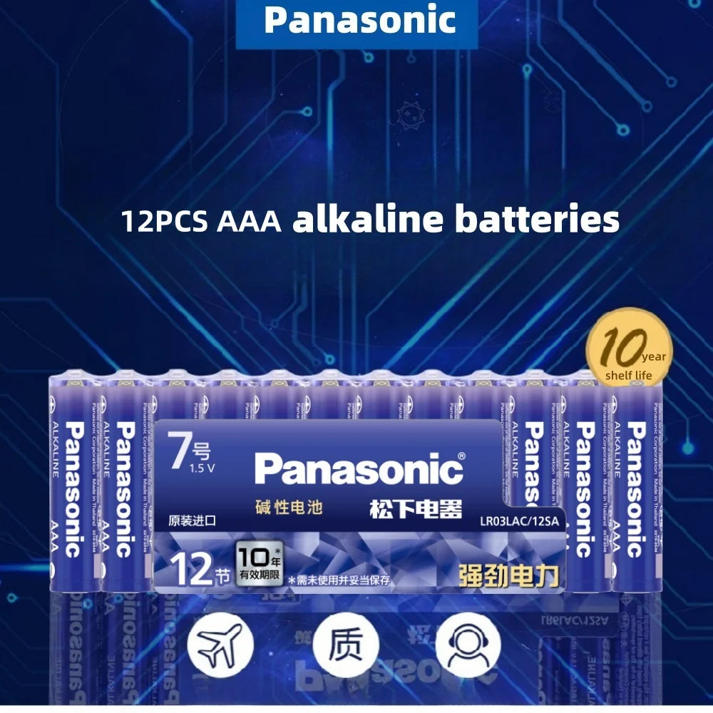 Batterie Alcaline Panasonic AA/AAA 1.5V, Adatte per Fotocamere Digitali, Torce, Lettori CD, Mouse Wireless, ecc.