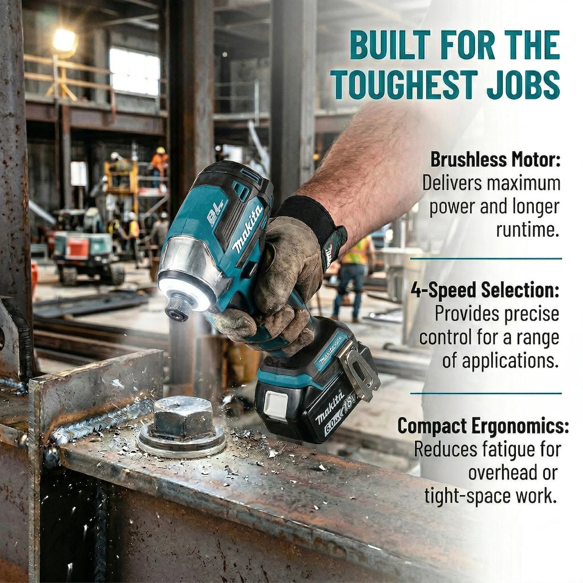 2026 Makita DTD173 Avvitatore a Impulsi Senza Fili 18V con Motore Brushless, Trapano Elettrico per Legno/Bulloni/Modalità T, Utensile Elettrico Ricaricabile