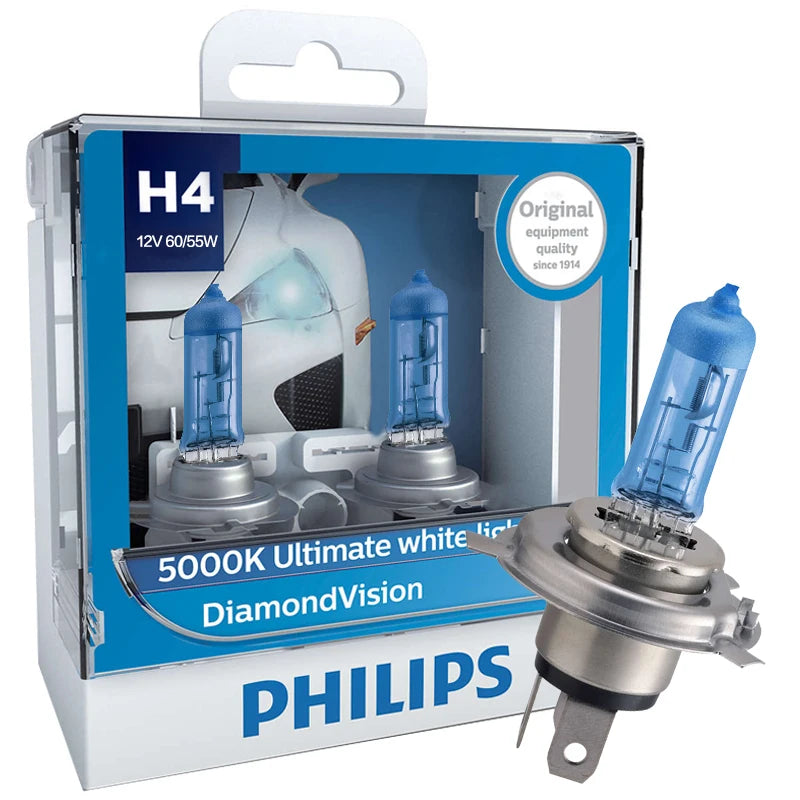 Philips H4 H7 H11 HB3 HB4 H8 H1 H3 9005 Crystal Vision Faro alogeno per auto 4300K Bianco brillante 5000K Diamond Vision Lampade automatiche