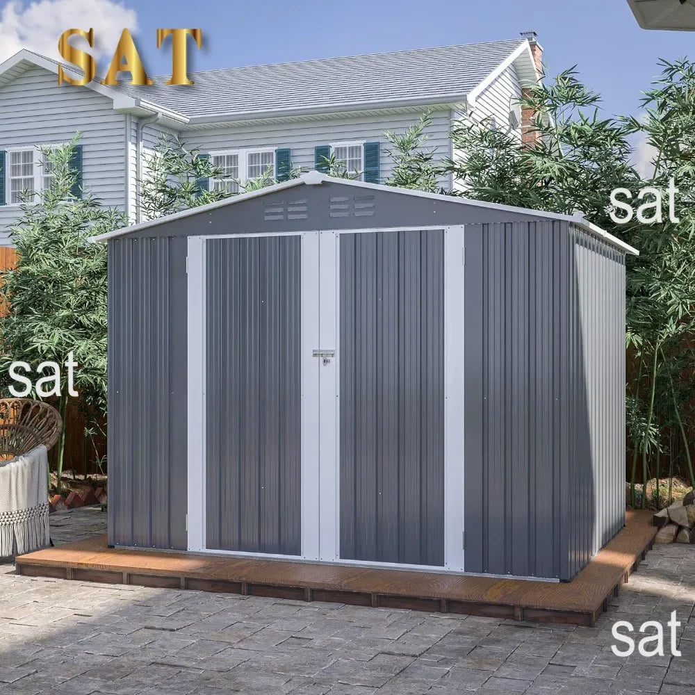 # # Per deposito esterno da capannone da 10 piedi x 8 piedi, kit capannone in metallo con porte e prese d'aria con serratura, capannone per attrezzi da giardino per cortile e *