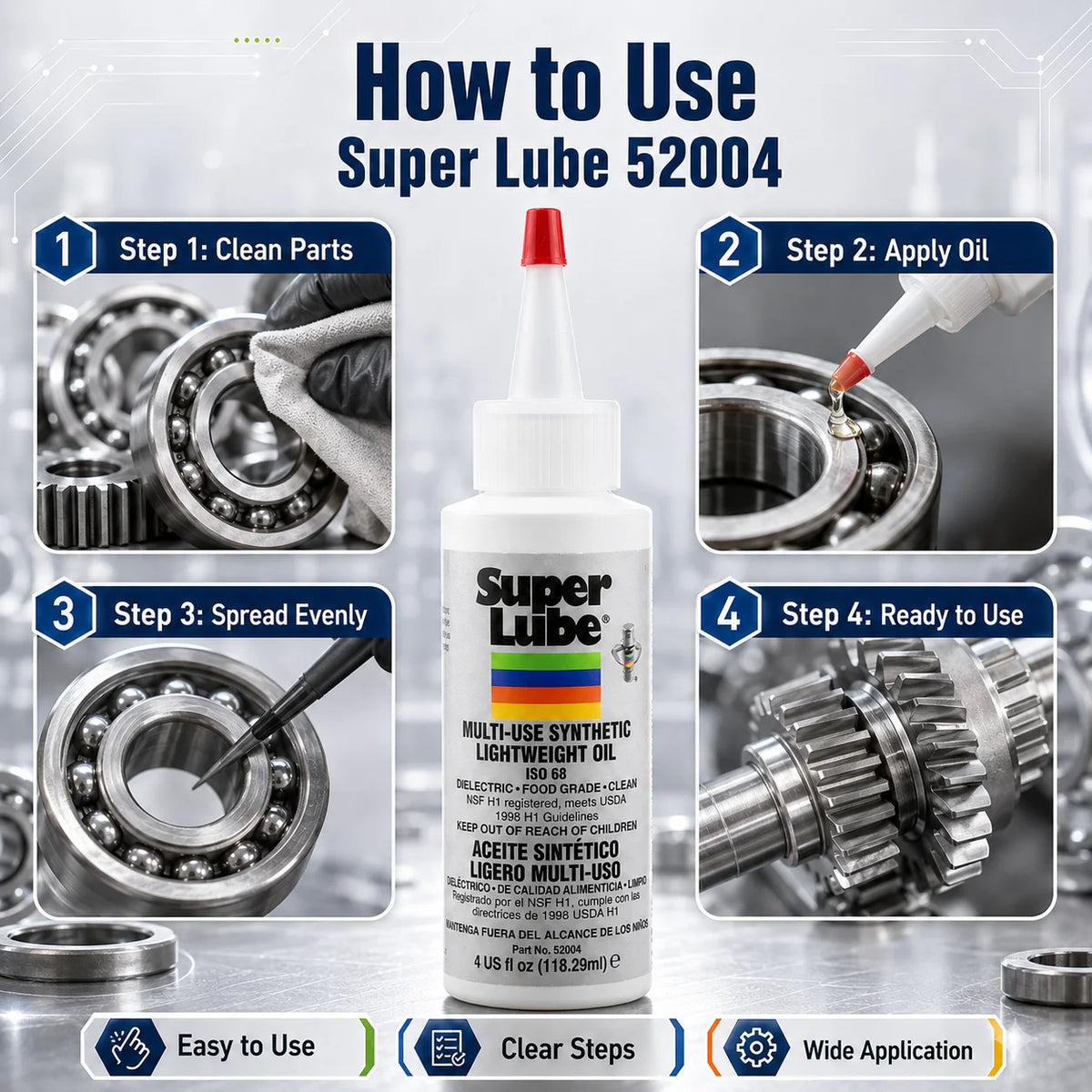 Super Lube 52004 Olio Sintetico Leggero ISO 68 Lubrificante Multiuso per Stampanti 3D, Cuscinetti e Guide