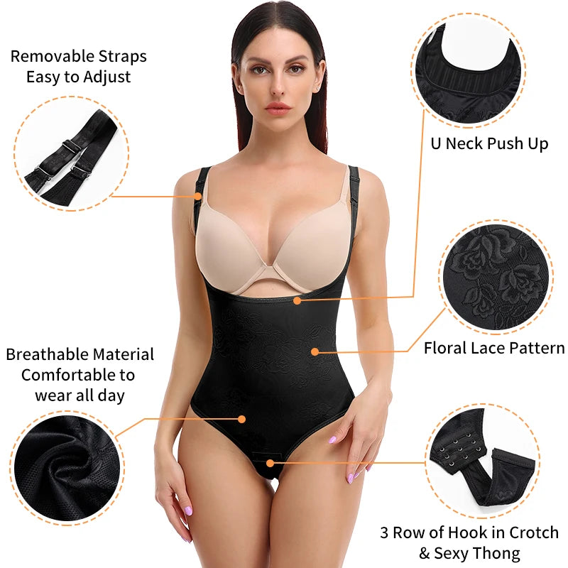 Body modellante sexy a perizoma da donna, contenitivo snellente per tutto il corpo, corsetto modellante vita, controllo pancia, intimo modellante e contenitivo