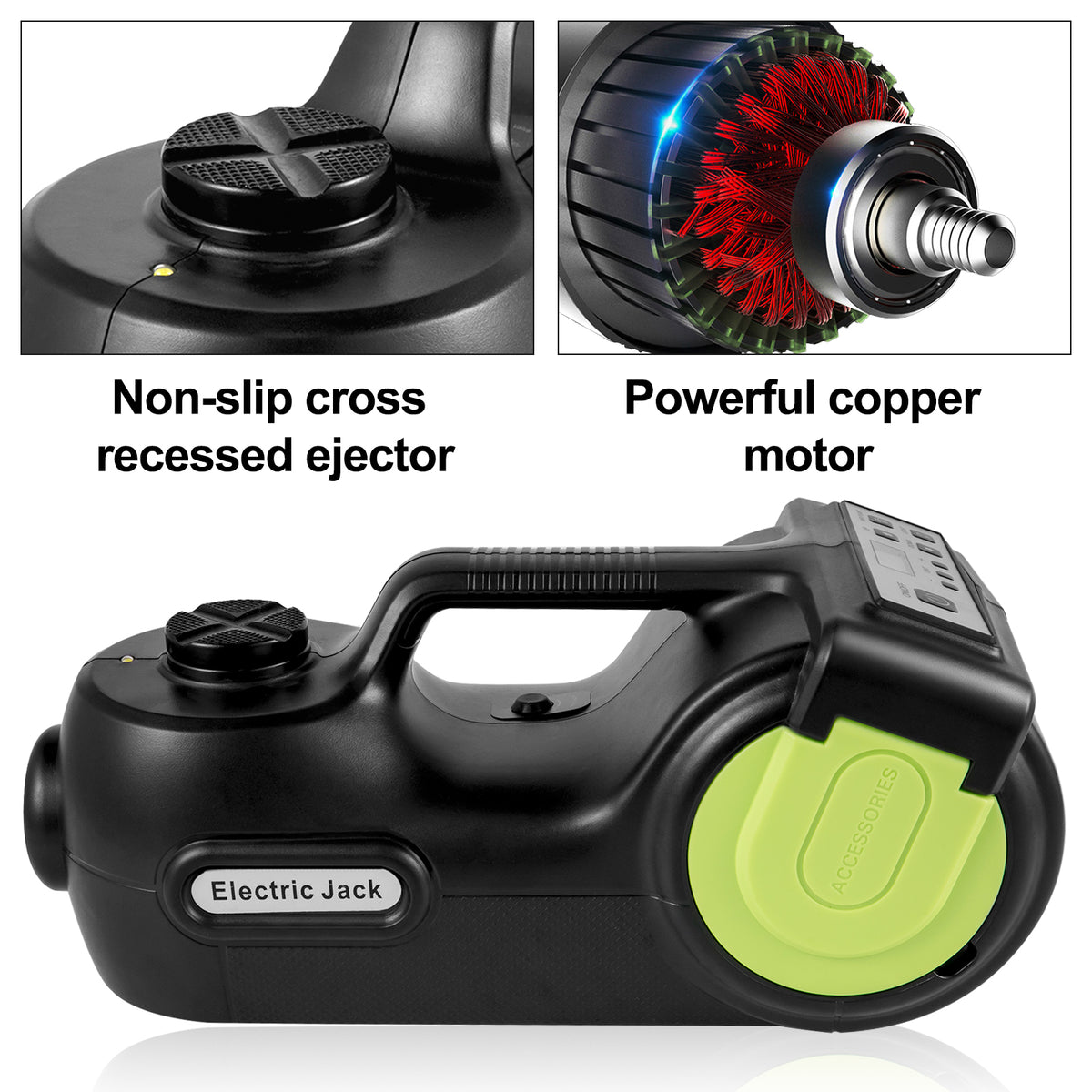 SucceBuy 5T 12V Kit cric per auto elettrica + avvitatore a percussione Luce a LED Martinetto idraulico portatile 13,5-36 CM Strumento di riparazione auto per sollevamento pneumatici