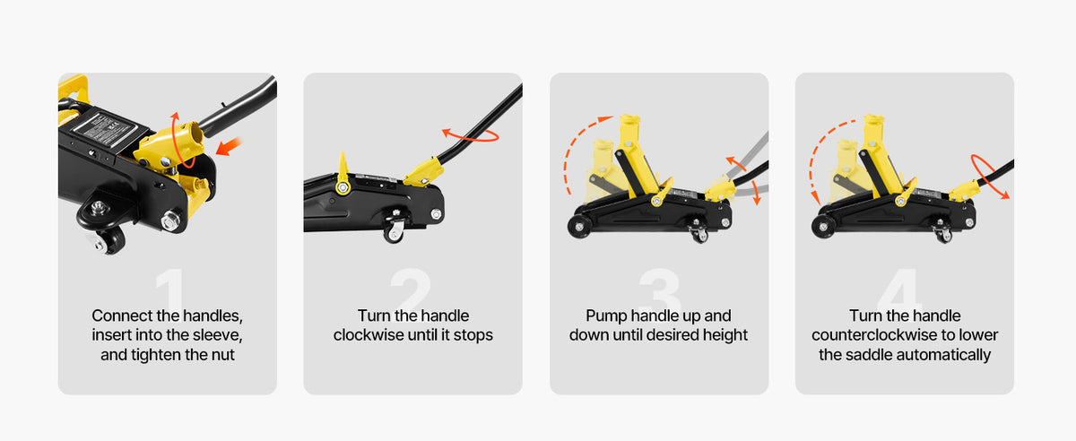 SucceBuy Cric Idraulico a Basso Profilo 1.5/2T in Acciaio con Supporti, Sollevatore Idraulico per Auto e SUV Compatti