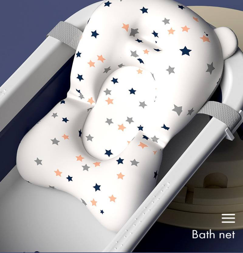 Tappetino pieghevole per il bagnetto del bambino, antiscivolo, morbido, con cuscino per il corpo, cuscino per la vasca da bagno, protezione per la doccia, ideale per neonati da 0 a 12 mesi, seggiolino da bagno con motivo a ca