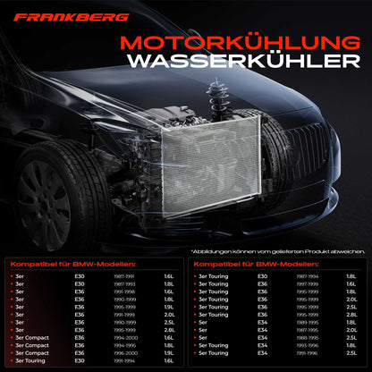 Radiatore Acqua Motore Frankberg 1X per BMW Serie 3 Cabriolet Compact Coupé E36 E30 E34 17111712982 1712996 17111723537