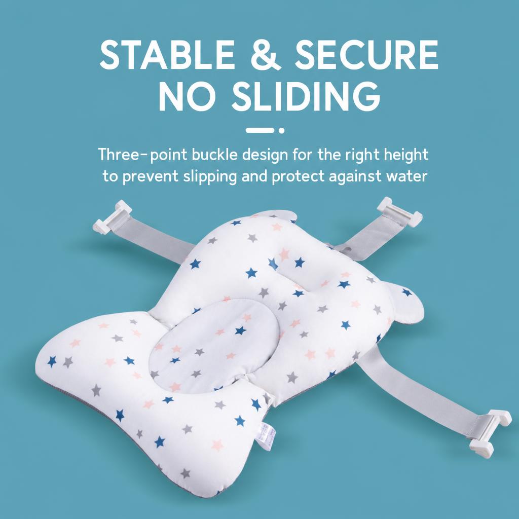 Tappetino pieghevole per il bagnetto del bambino, antiscivolo, morbido, con cuscino per il corpo, cuscino per la vasca da bagno, protezione per la doccia, ideale per neonati da 0 a 12 mesi, seggiolino da bagno con motivo a ca