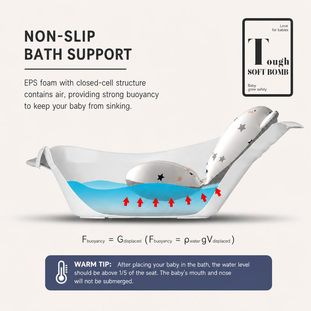 Tappetino pieghevole per il bagnetto del bambino, antiscivolo, morbido, con cuscino per il corpo, cuscino per la vasca da bagno, protezione per la doccia, ideale per neonati da 0 a 12 mesi, seggiolino da bagno con motivo a ca
