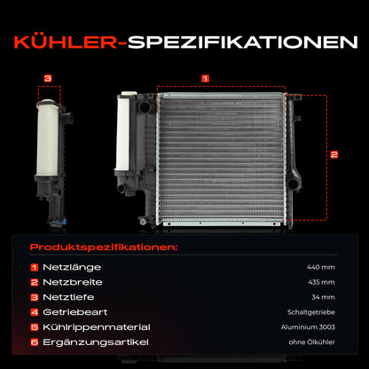 Radiatore acqua motore Frankberg 1X per BMW Serie 3 E36 E30 Z3 E36 316I-328I 17111712997 17111723536 17111723990
