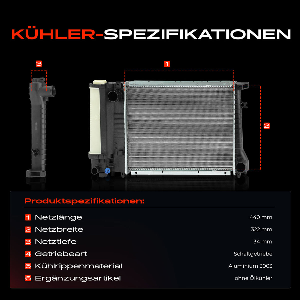 Radiatore Acqua Motore Frankberg 1X per BMW Serie 3 Cabriolet Compact Coupé E36 E30 E34 17111712982 1712996 17111723537
