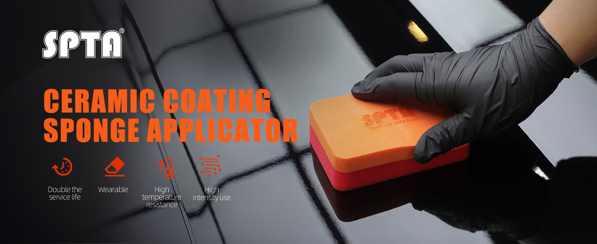 SPTA 1 pz Spugna Applicatrice per Rivestimento Ceramico per Vetri Auto, Ceratura, Lucidatura, Acciaio Verniciato, Lucidatura Durevole per Pneumatici