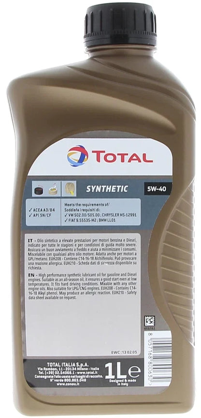 Total Olio Synthetic 5W40 4Lt