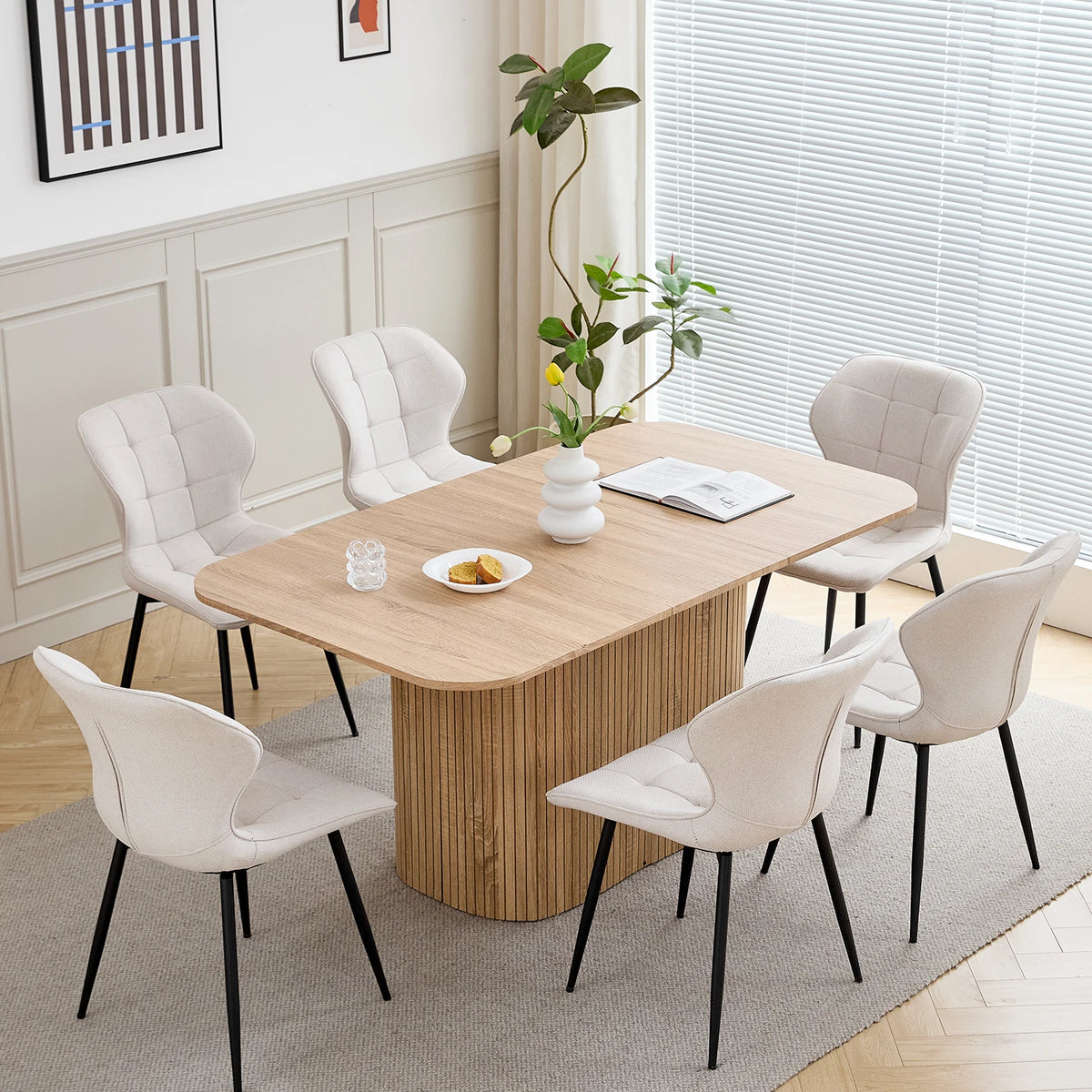 EGOONM Tavolo da pranzo rettangolare in legno massello in stile nordico, tavolo da pranzo per lettura e tempo libero, 160 * 90 cm