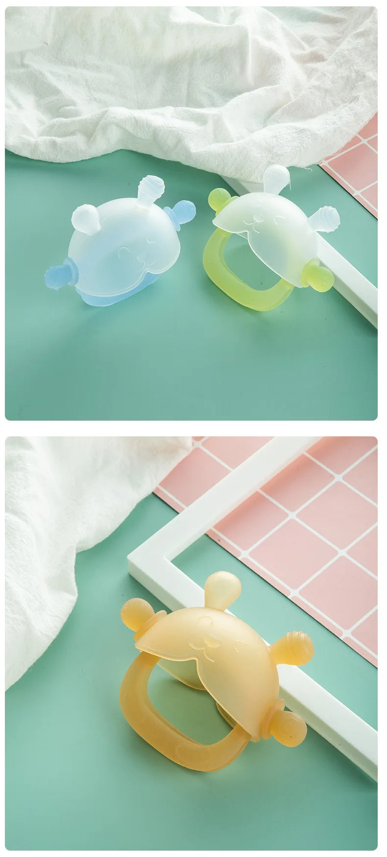 MAMIJOY 1 Pezzo Anello Massaggiagengive per Neonati, Anti-Caduta, in Silicone, per l'Allenamento alla Masticazione, Senza BPA, per Bambini di 2 Mesi, Neonati YJ0