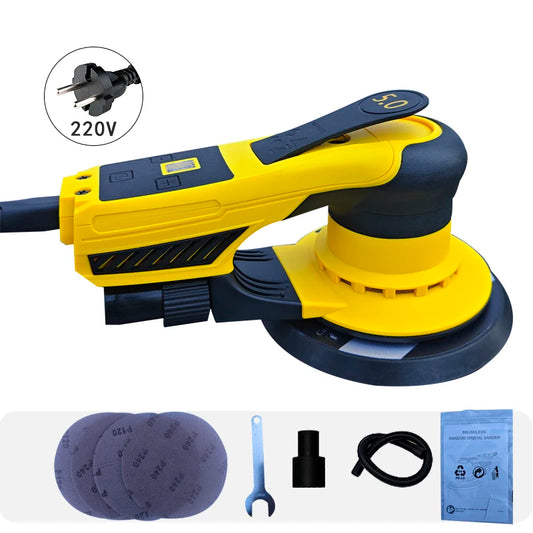Levigatrice e lucidatrice eccentrica senza spazzole, 5,0 mm, 360 W, smerigliatrice orbitale, per legno, automobili, levigatrice orbitale a velocità variabile con 7 marce