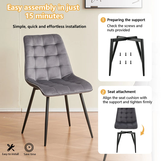 EGOONM Set di 2/4/6 Sedie da pranzo in velluto Gambe in metallo Sedia moderna e confortevole per cucina Camera da letto Soggiorno Mobili per la casa
