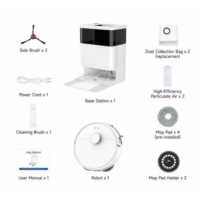 Teendow D63S ULTRA Robot Aspirapolvere e Lavapavimenti, Aspirazione 10000Pa, Super Aspirazione, Pulizia dei Bordi, Lavaggio e Asciugatura Automatica del Panno, Svuotamento Automatico, Adatto per Camper, Esterni e Casa