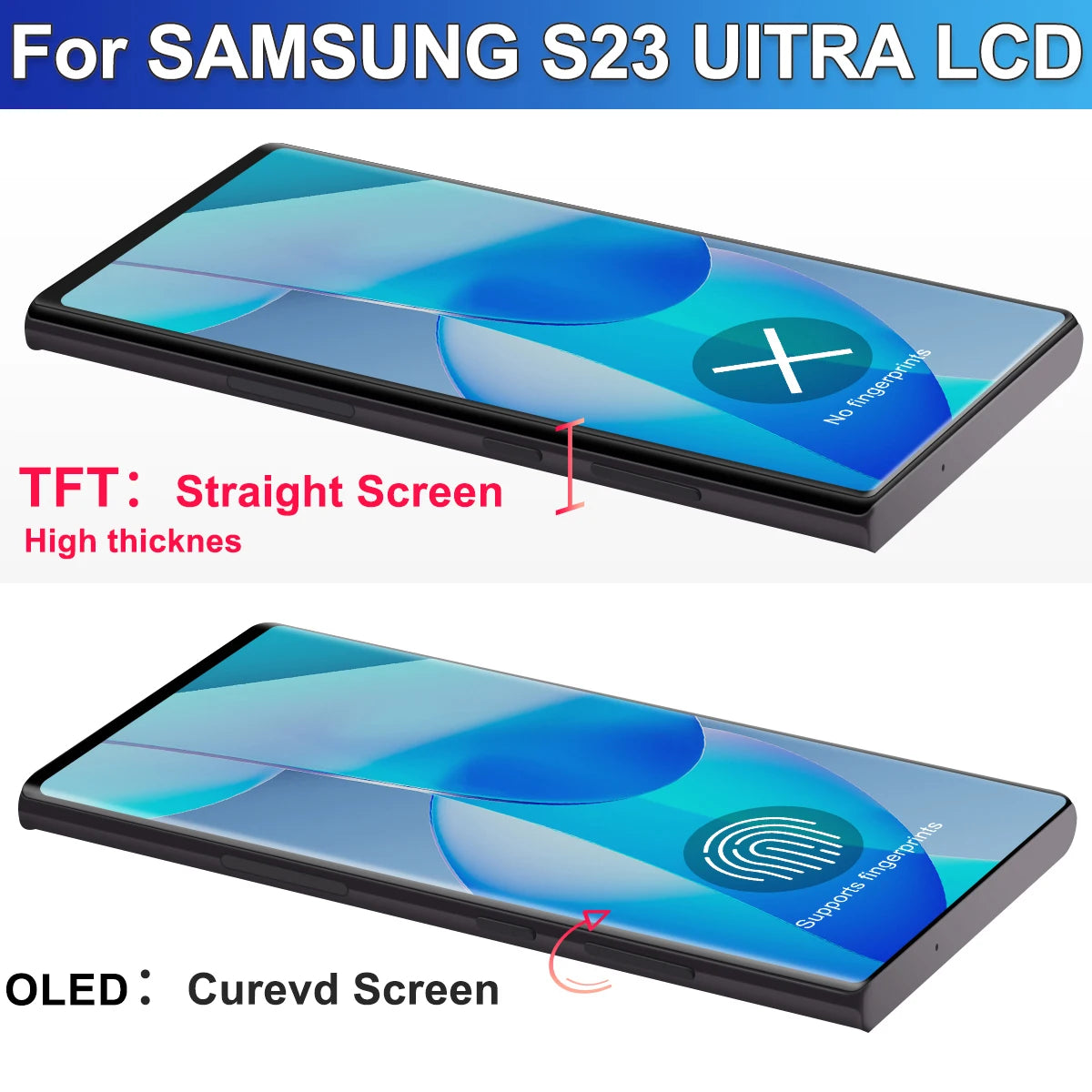 S23 Ultra Assemblea di Schermo per Samsung S23 Ultra S918 SM-S918B SM-S918U Display LCD Touch Screen Digitale Con Sostituzione del Telaio