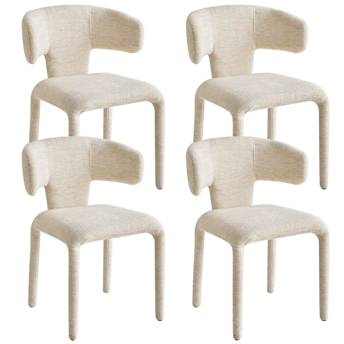 EGOONM Set di 2/4 sedie da pranzo moderne in tessuto di lino, sedie laterali imbottite con schienale curvo, per cucina e soggiorno