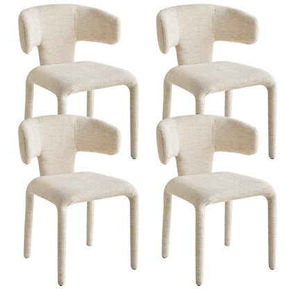 EGOONM Set di 2/4 sedie da pranzo moderne in tessuto di lino, sedie laterali imbottite con schienale curvo, per cucina e soggiorno