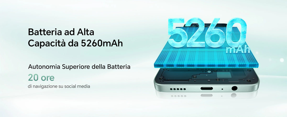 Smartphone HONOR X5c Plus, 5260 mAh, display da 6,74 pollici a 90 Hz, fotocamera da 50+5 MP, Android 15, processore octa-core, riconoscimento delle impronte digitali e del volto