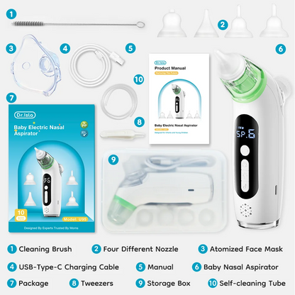 MAMIJOY U95 Aspiratore nasale elettrico per bambini e funzione nebulizzatore 6 modalità di aspirazione e nebulizzatore musicale per bambini e pulitore nasale