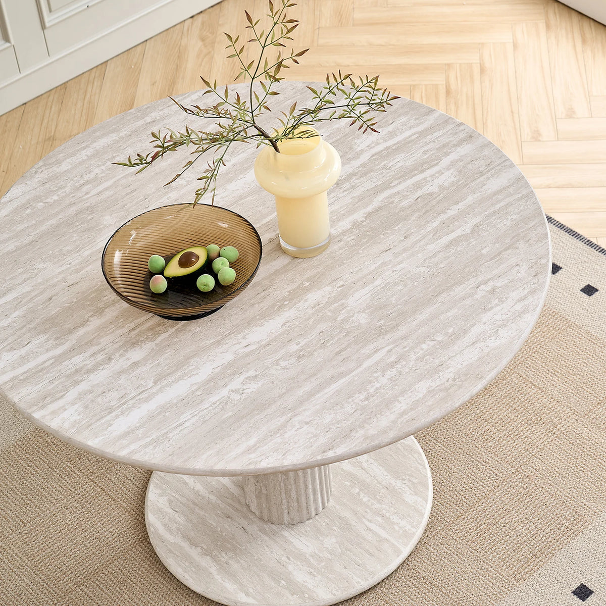 Tavolo da pranzo rotondo in stile nordico, tavolo da pranzo moderno per cucina domestica in legno massello, adatto per 4-6 persone, diametro 115 cm