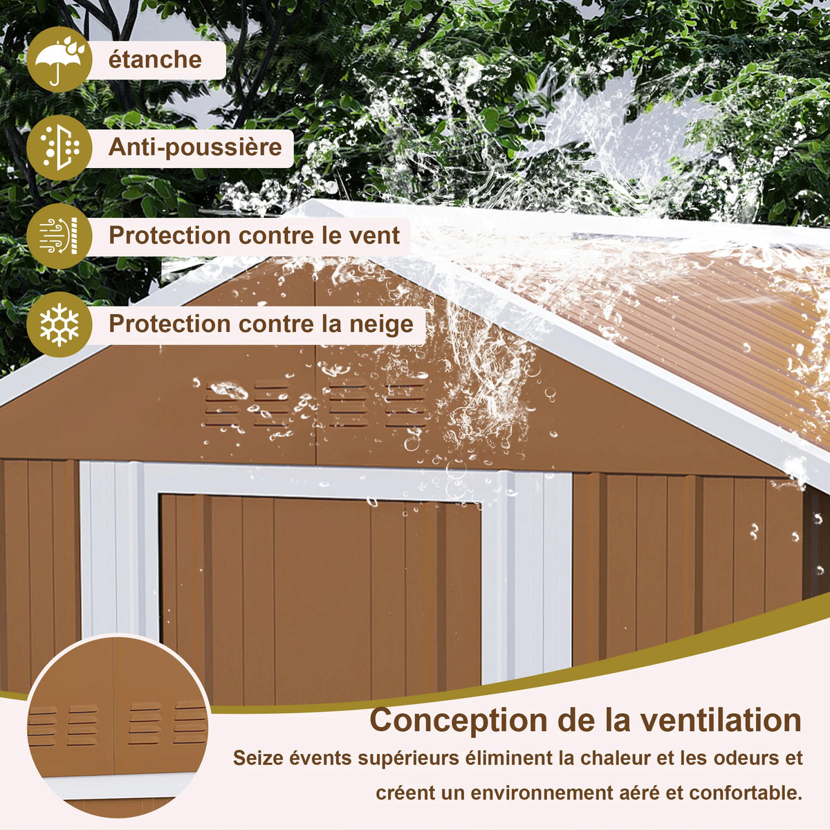 Casetta da giardino 1,8x1 m, capanno per attrezzi da esterno in metallo resistente alle intemperie con finestra, porta con serratura e sistema di ventilazione, senza pavimento, robusta casetta da giardino in acciaio per corti