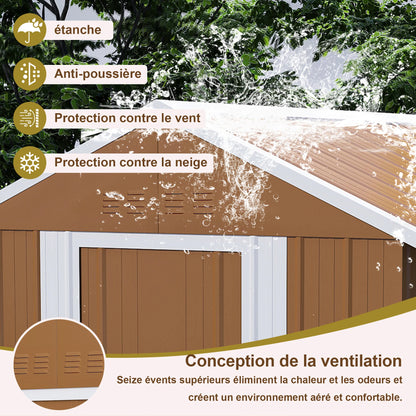 Casetta da giardino 1,8x1 m, capanno per attrezzi da esterno in metallo resistente alle intemperie con finestra, porta con serratura e sistema di ventilazione, senza pavimento, robusta casetta da giardino in acciaio per corti