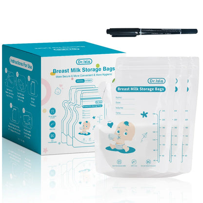 MAMIJOY Sacchetto per la conservazione del latte materno 250ML 30/150PCS Design con chiusura a doppia guarnizione e beccuccio indipendente Sacchetto per la conservazione del latte senza BPA Regalo Penna MSB01