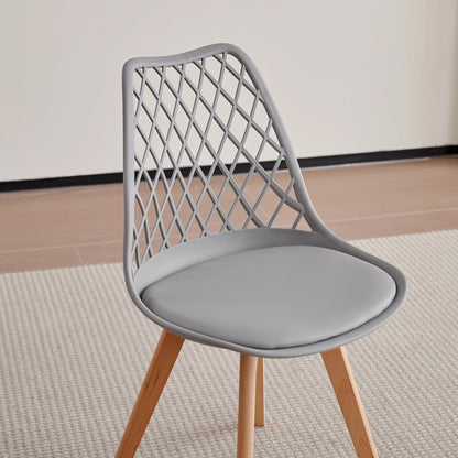 Set di 4/6 sedie da pranzo moderne con schienale in rete con gambe in legno massello e cuscini imbottiti, per sala da pranzo/camera da letto, sedia da caffè