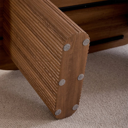 EGOONM Tavolo da Pranzo Moderno Ovale con Base Scanalata, Tavolo da Cucina per 6-8 Persone, Tavolo in Legno per Sala da Pranzo