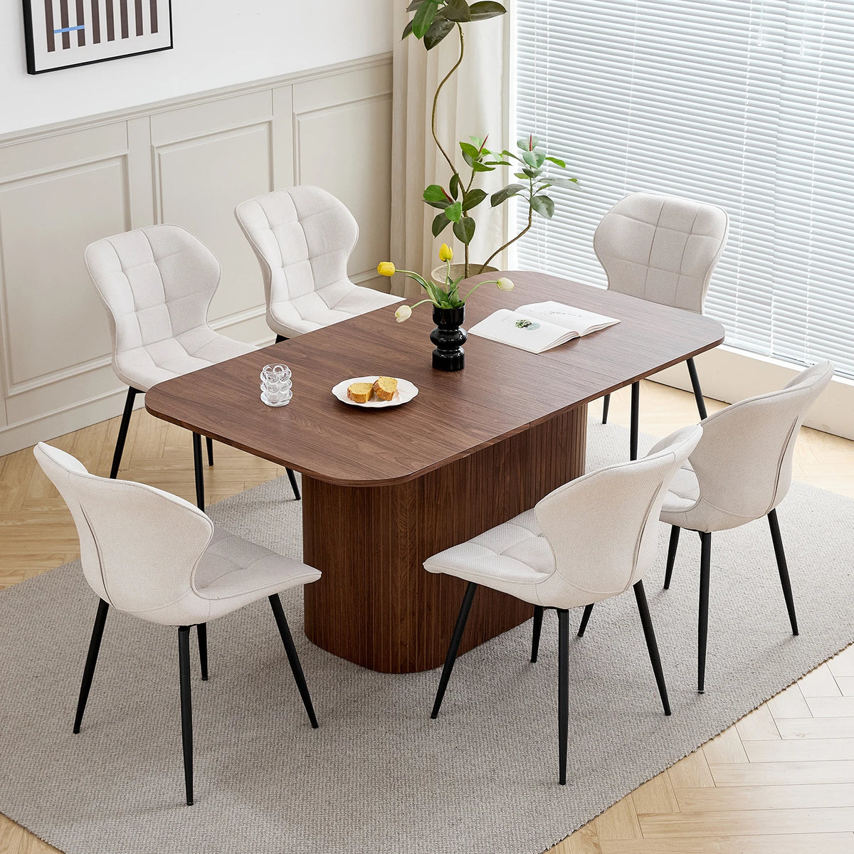 EGOONM Tavolo da pranzo rettangolare in legno massello in stile nordico, tavolo da pranzo per lettura e tempo libero, 160 * 90 cm