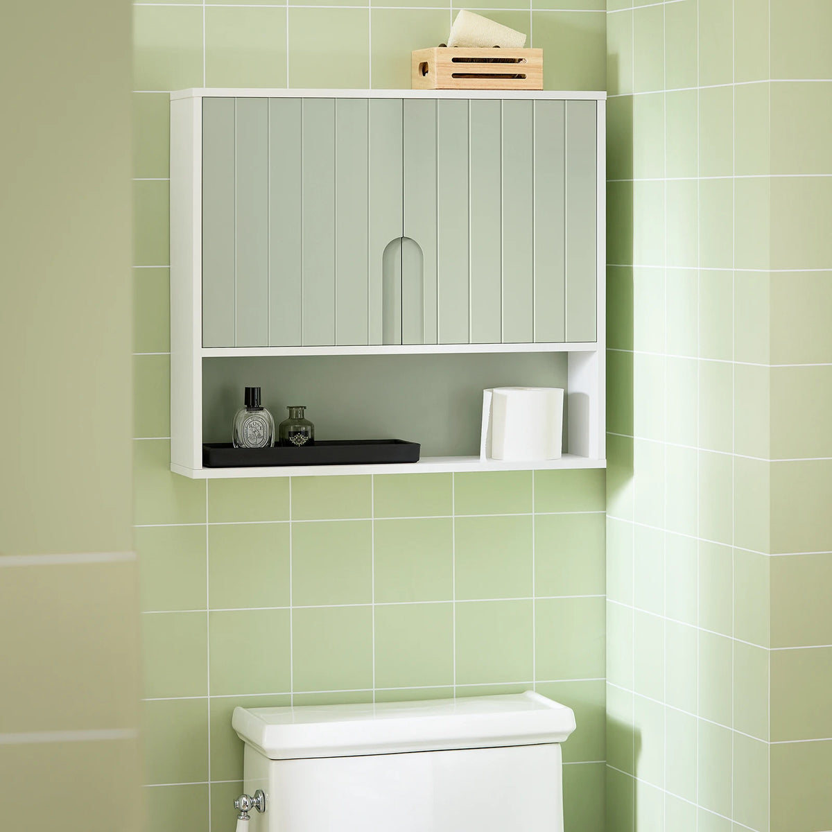 SoBuy BZR140-GR bagno e cucina Parete Bagno Armadio sospeso Armadio Bianco 60x15x54 cm