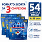 Confezione da 3 Finish Quantum Limone, 18 tabs per confezione, 54 pastiglie totali per lavastoviglie