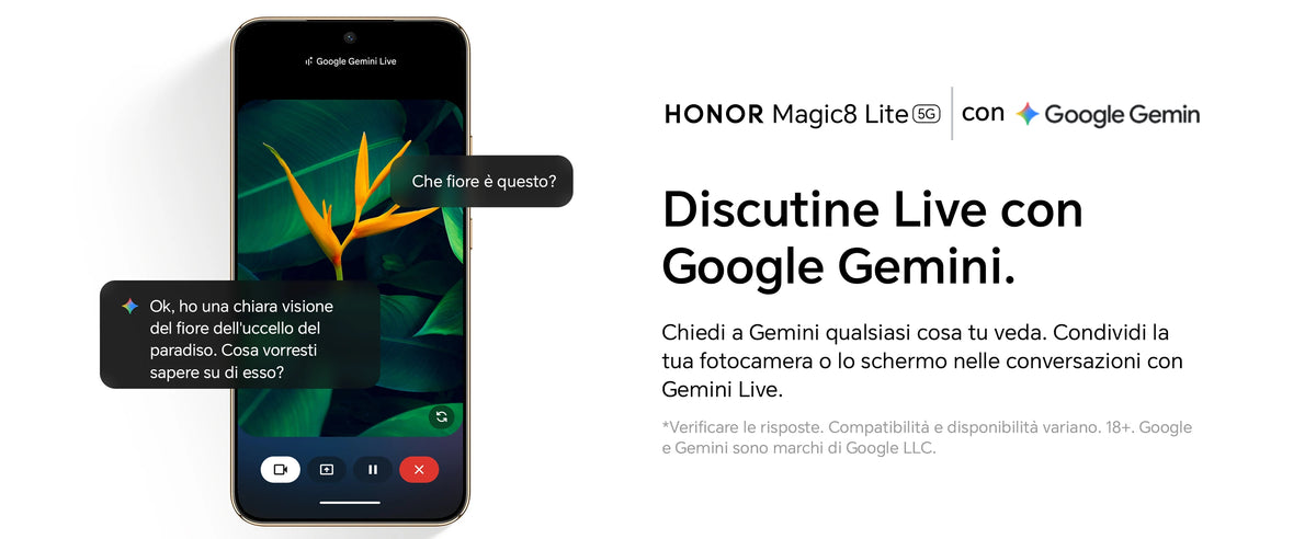 HONOR Magic8 Lite Smartphone 5G, Tripla Resistenza-IP69K, 7500 mAh, Fotocamera AI 108 MP con OIS, Display AMOLED da 6.79 Pollici Cellulari, AI Intelligente, Dual SIM, NFC