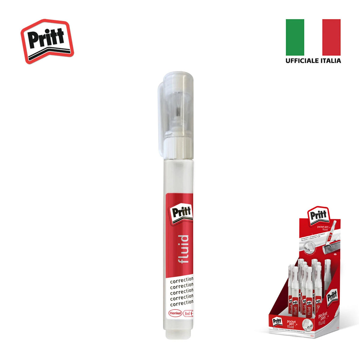 Confezione da 10 Pritt Pocket Pen Fluid, correttore liquido a penna con micropunta metallica per piccole correzioni precise, scuola, ufficio e cancelleria