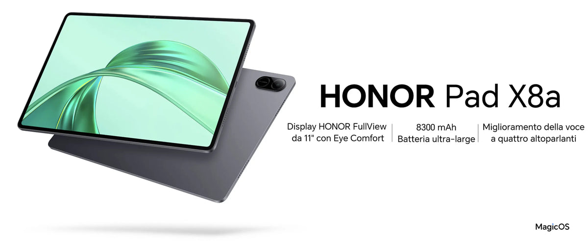 HONOR Pad X8a Tablet da 11", Display con Protezione degli Occhi a 90Hz, Batteria da 8300mAh, 4 Altoparlanti, Android 14, WiFi, Space Gray