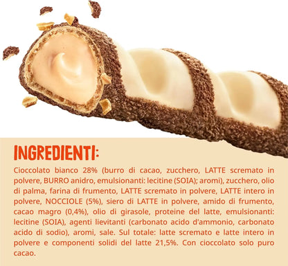 Kinder Bueno White - Snack al Cioccolato Bianco e Nocciole -  un Wafer Ripieno di Crema alle Nocciole Ricoperto da Cioccolato Bianco e Granella Meringata al Cacao - Pacco 30 Confezioni