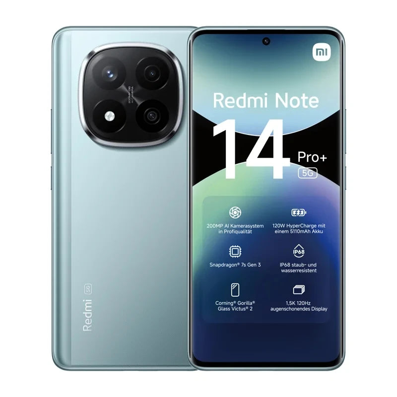 Xiaomi Redmi Note 14 Pro Plus 5G Versione Globale Smartphone NFC Snapdragon ® Schermo 7s Gen 3 AMOLED da 1,5K pollici 120Hz fotocamera 200 MP batteria