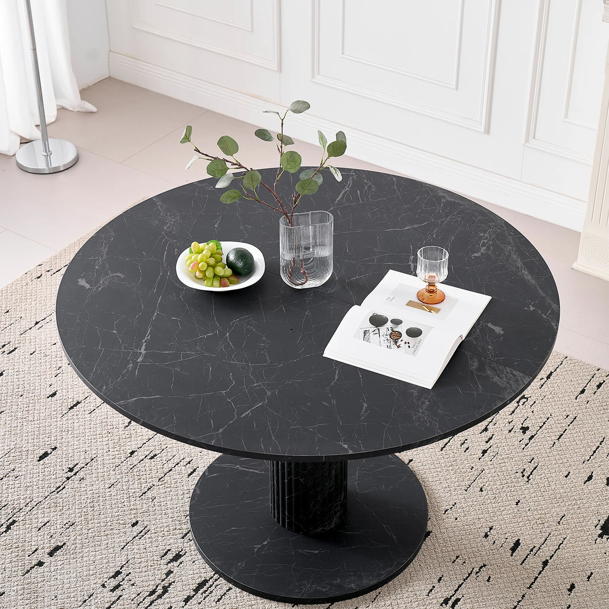 Tavolo da pranzo rotondo in stile nordico, tavolo da pranzo moderno per cucina domestica in legno massello, adatto per 4-6 persone, diametro 115 cm