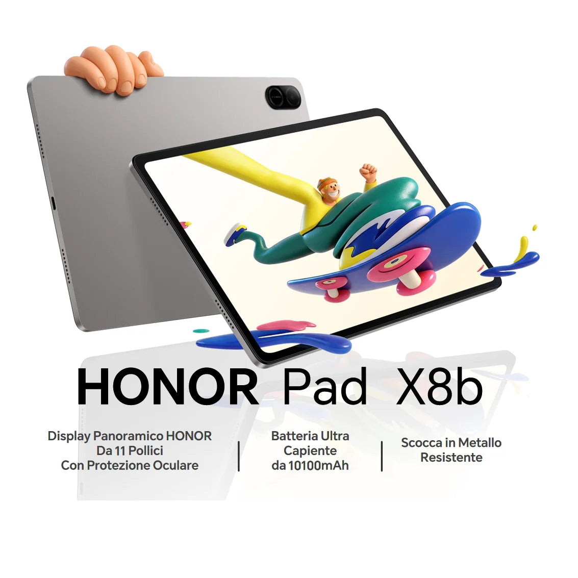 HONOR Pad X8b, tablet versione UE, batteria da 10.100 mAh, display HONOR Eye Comfort FullView da 11 pollici, chipset Snapdragon a 6 nm, struttura in metallo resistente, tablet Android