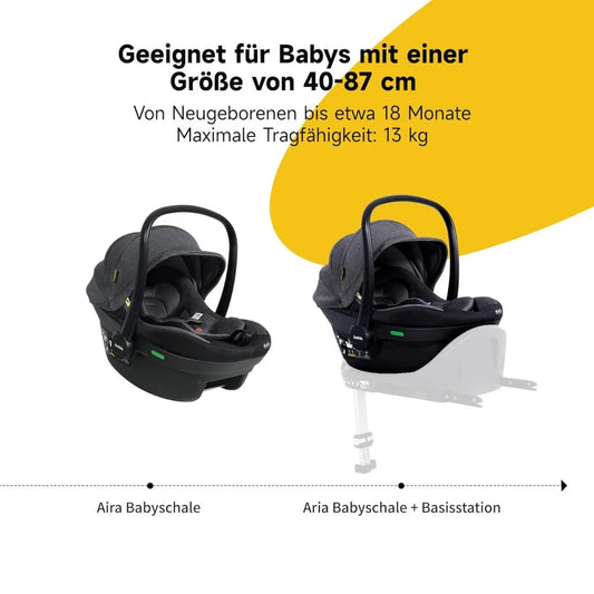 Seggiolino Auto 360 I-Size, per Neonati e Bambini da 0 a 18 Mesi (40-87 cm), Rotazione a Una Mano, Protezione EPS Contro gli Urti Laterali, Omologato ECE R129, Rivestimento Protettivo Solare UPF 50+, Poggiatesta Regolabile su