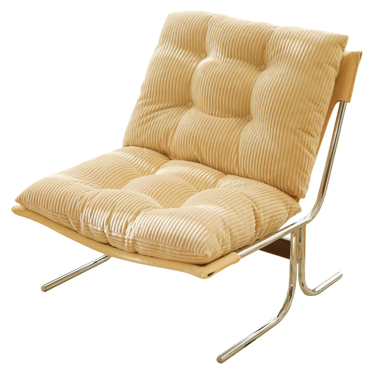 Comoda Poltrona in Velluto a Coste con Rivestimento Rimovibile, Elegante Sedia da Soggiorno con Gambe in Metallo, Morbida Poltrona in Stile Barcellona per Sala d'Attesa, Balcone, Camera da Letto