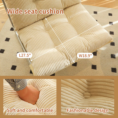 Comoda Poltrona in Velluto a Coste con Rivestimento Rimovibile, Elegante Sedia da Soggiorno con Gambe in Metallo, Morbida Poltrona in Stile Barcellona per Sala d'Attesa, Balcone, Camera da Letto