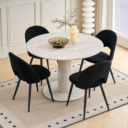 Tavolo da pranzo rotondo in stile nordico, tavolo da pranzo moderno per cucina domestica in legno massello, adatto per 4-6 persone, diametro 115 cm