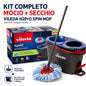 Confezione da 1 Vileda H2PrO Spin Mop System Complete, sistema completo con mocio rotante per la pulizia dei pavimenti duri sigillati