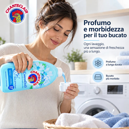 Confezione da 8 Chanteclair Ammorbidente Fiori di Loto 57 Lavaggi, 456 lavaggi totali per bucato in lavatrice